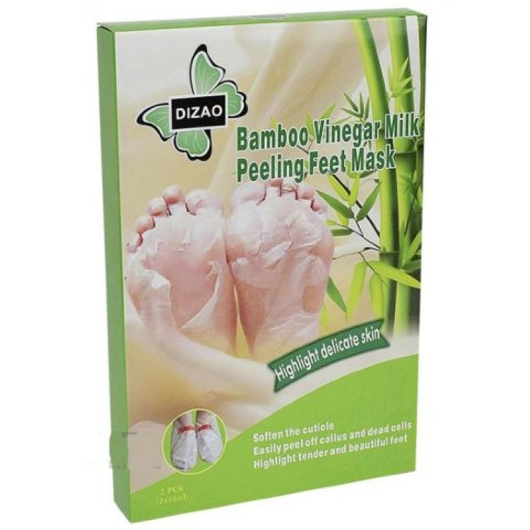 Носочки для педикюра Bamboo Vinegar Milk peeling Feet Mask Бамбуковый Уксус Dizao | Интернет-магазин bio-market.kz